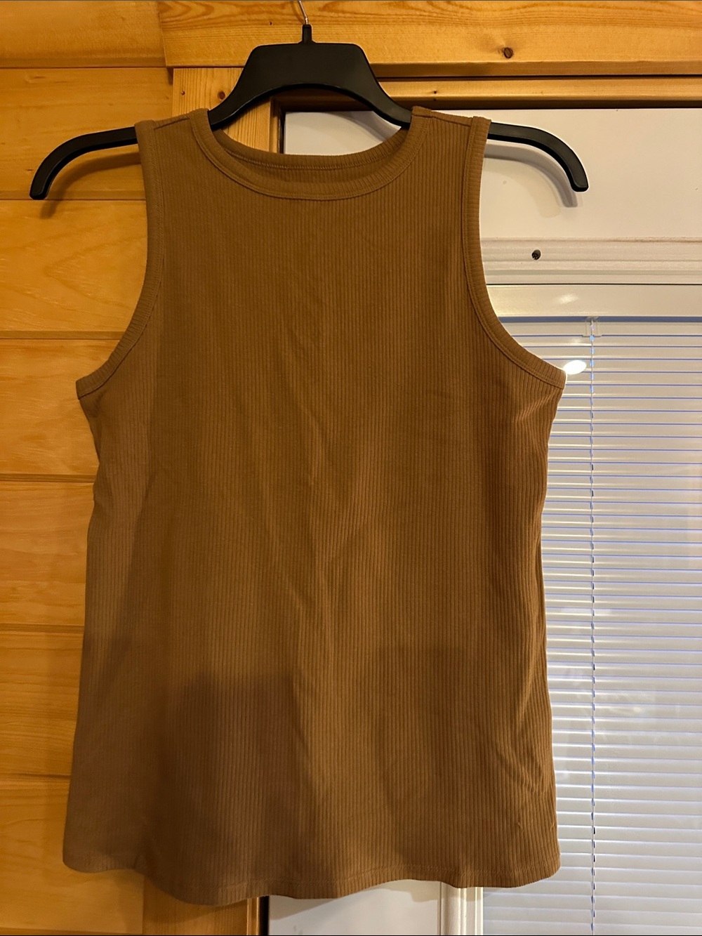 Nine West Ribbed Tank Top — Camel